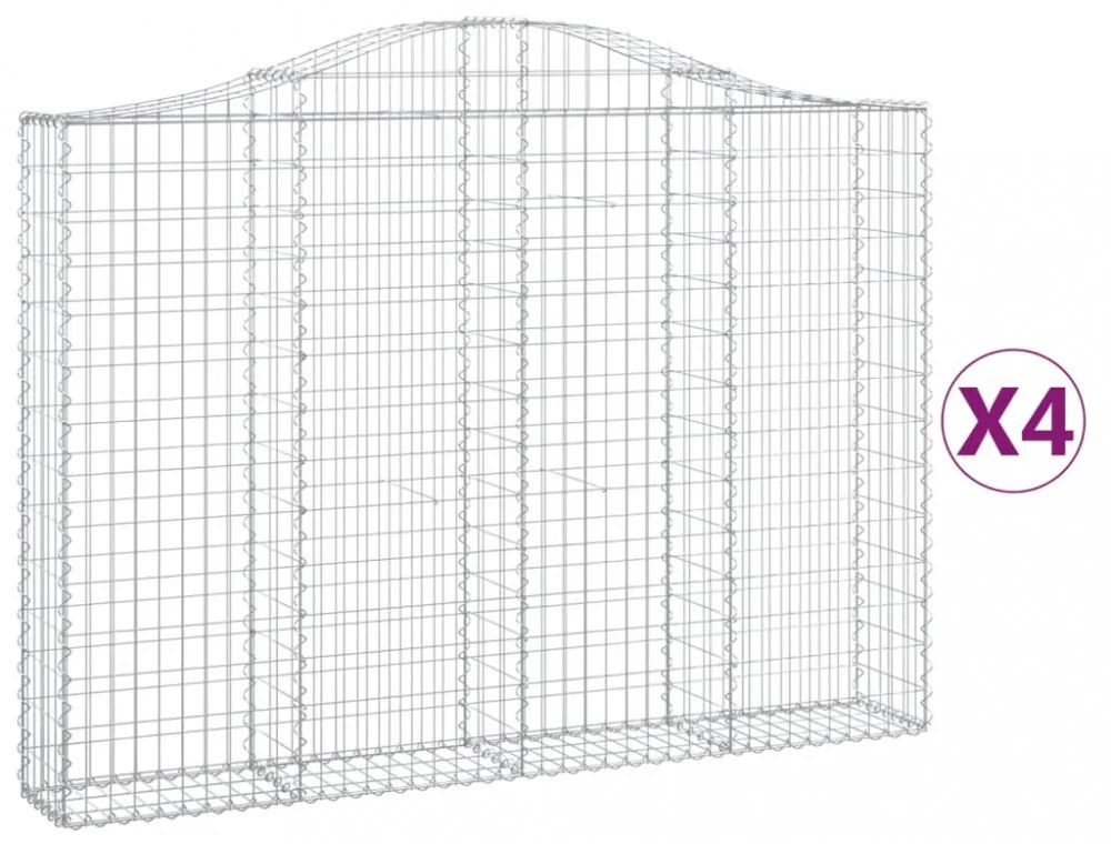 4 db íves horganyzott vas gabion kosár 200x30x140/160 cm