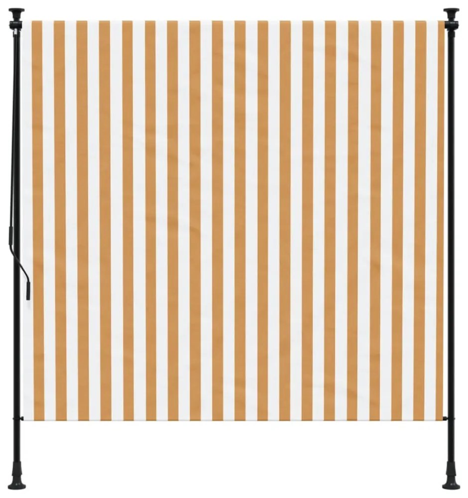 narancssárga és fehér szövet és acél kültéri roló 150 x 270 cm