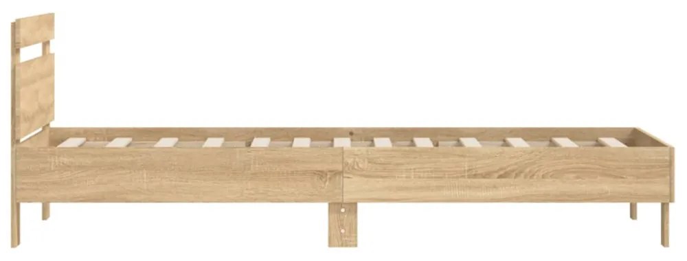 sonoma tölgy színű fejtámlás ágykeret matrac nélkül 100x200 cm