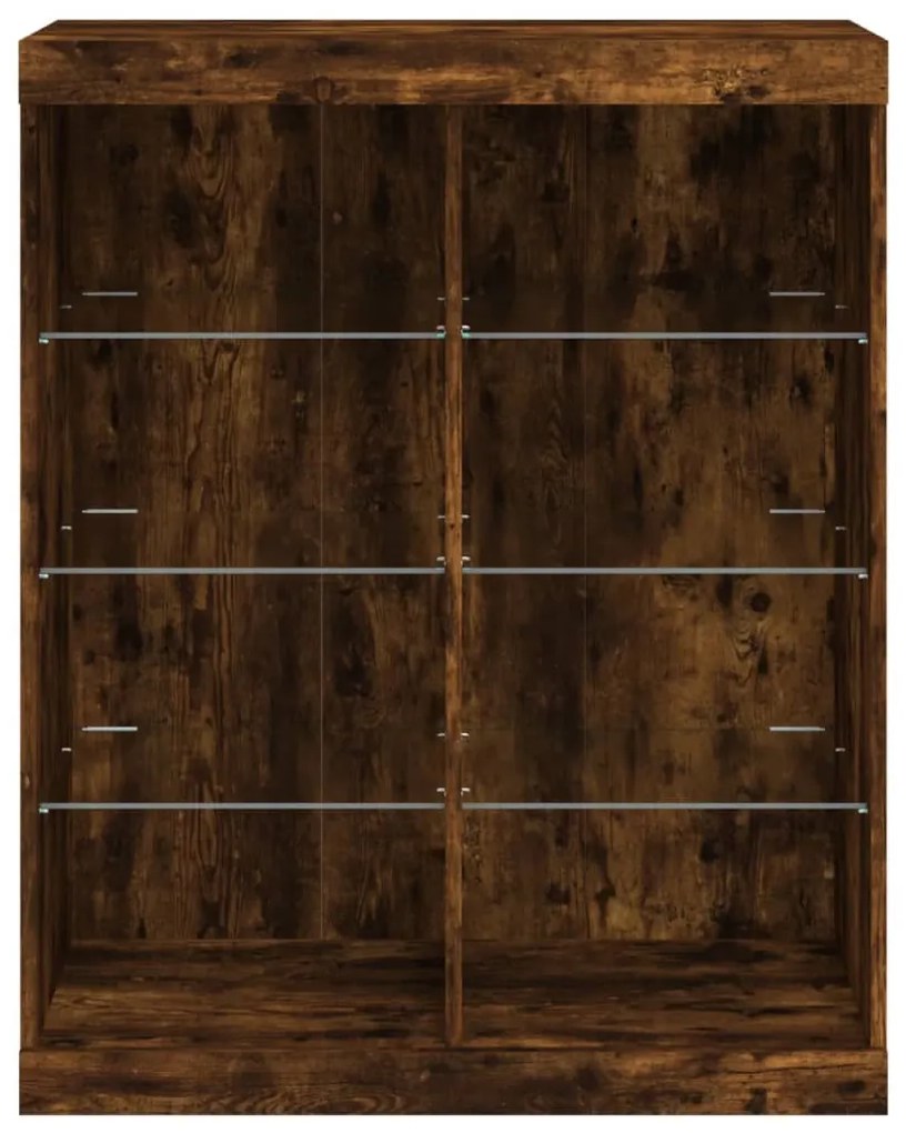 füstös tölgy színű tálalószekrény LED-ekkel 81 x 37 x 100 cm