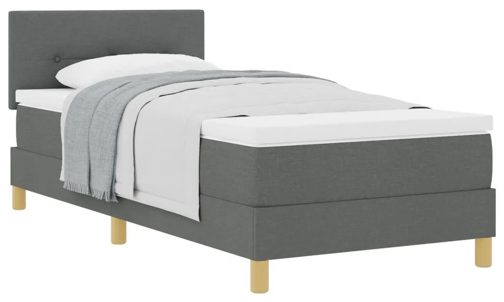 Boxspring ágy matraccal Sötétszürke 100x200 cm Szövet