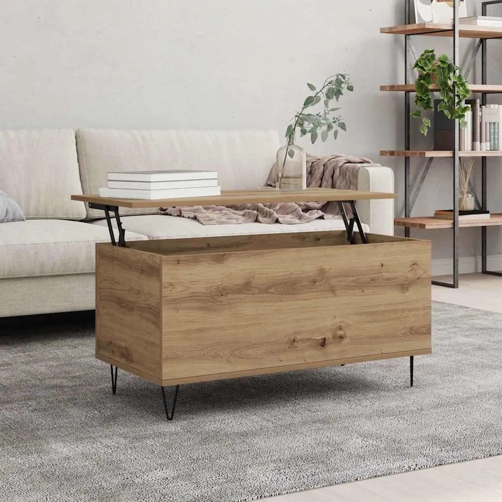 Dohányzóasztal kézműves tölgy 90 x 44.5 x 45 cm Faanyag