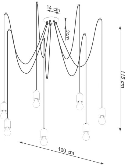 Sollux SL.1162 - Csillár zsinóron NESO 7xE27/15W/230V pók beton