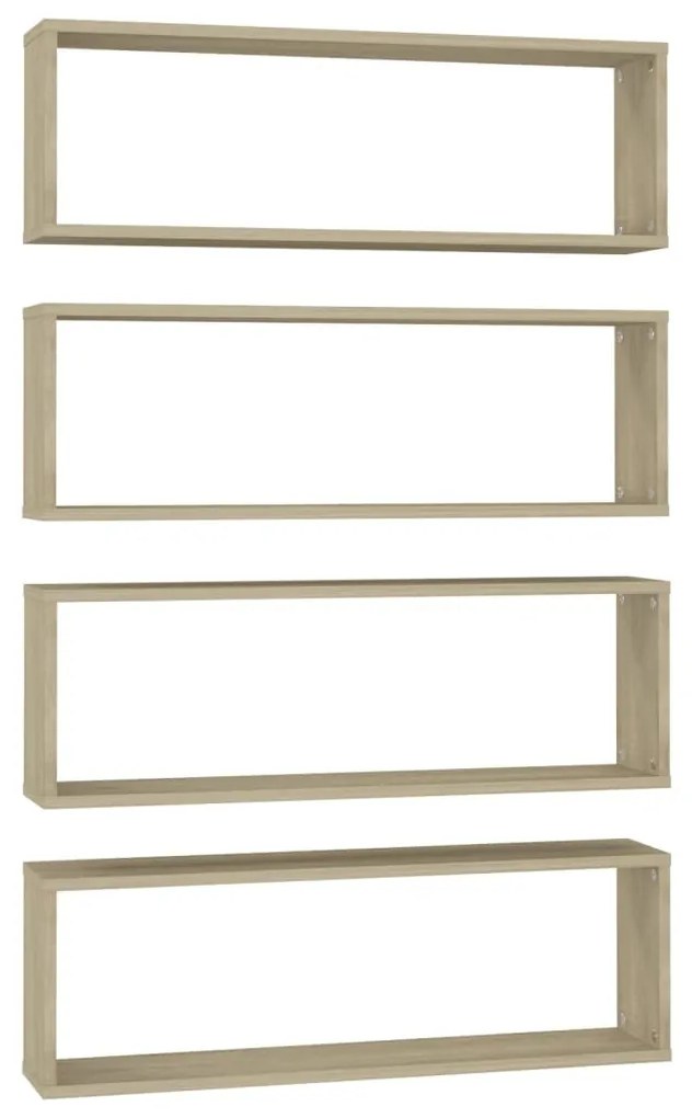 4 db sonoma tölgy színű szerelt fa fali polc 80 x 15 x 26,5 cm