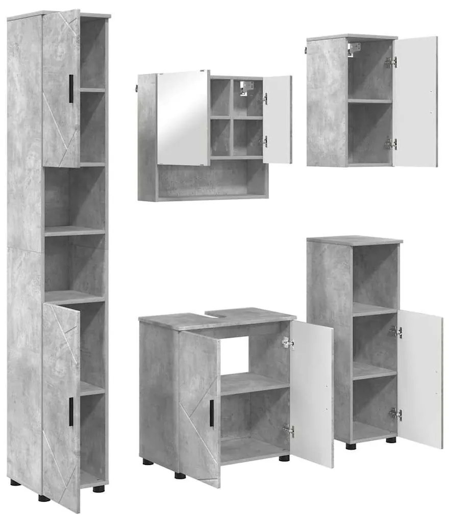 Fürdőszoba bútor szett 5 pcs Beton szürke 61 x 35 x 64 cm