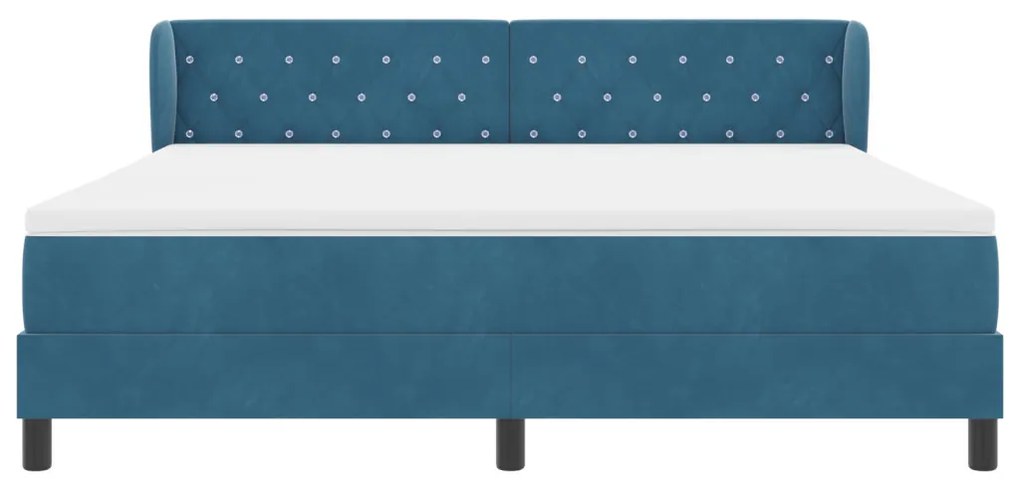 Boxspring Ágy Matrac Kék 180x200 cm Bársonyos