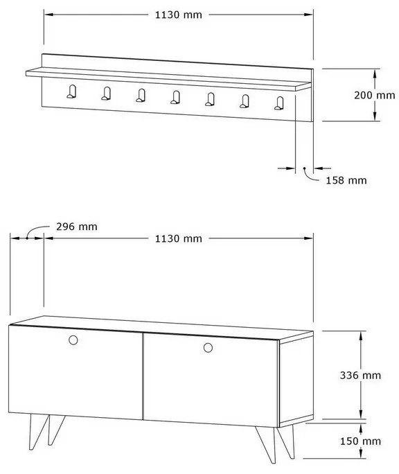 Fali akasztó cipővel Rupa Oak