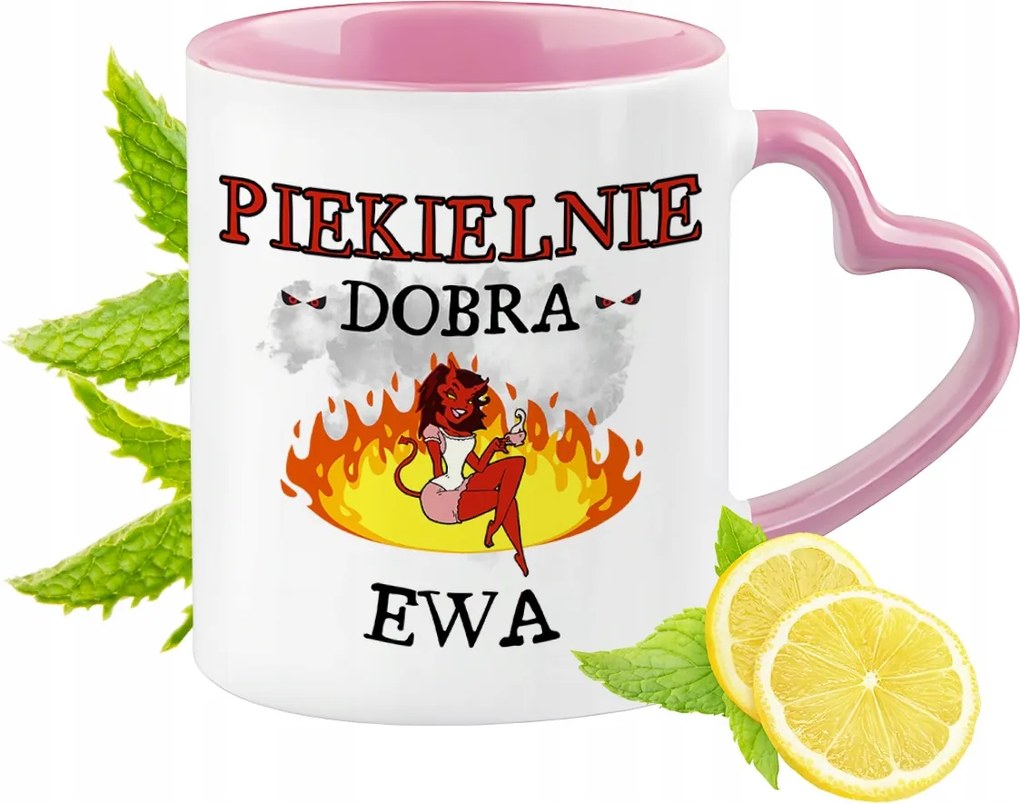 Éva bögre Rózsaszín, szív alakú füllel Kávé ajándék