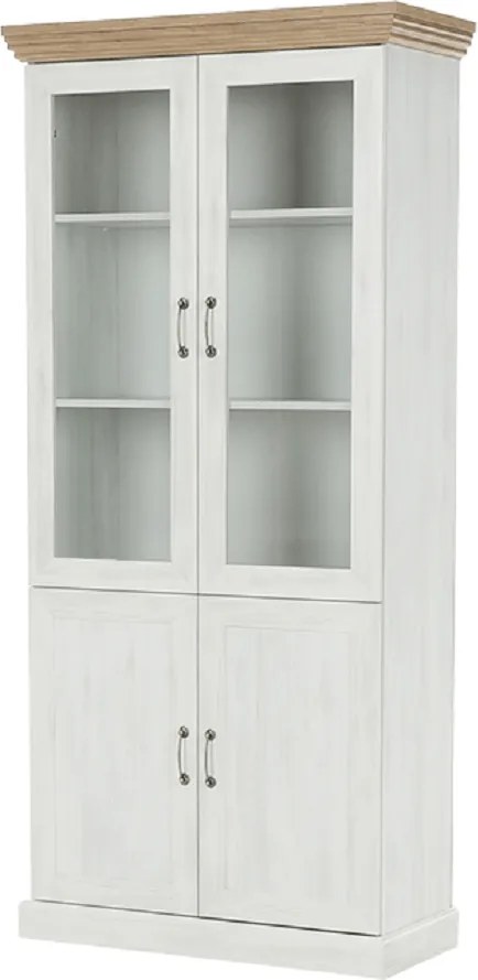 vitrines szekrény, északi sosna/vadtölgy, ROYAL W4D