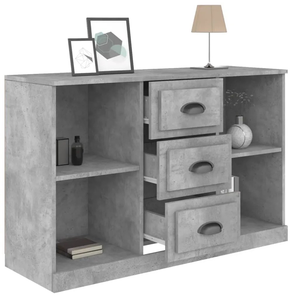 betonszürke szerelt fa tálalószekrény 104,5 x 35,5 x 67,5 cm