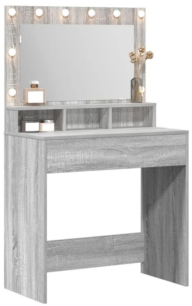 LED-es Sminktükör Szürke Sonoma 79x41x135 cm