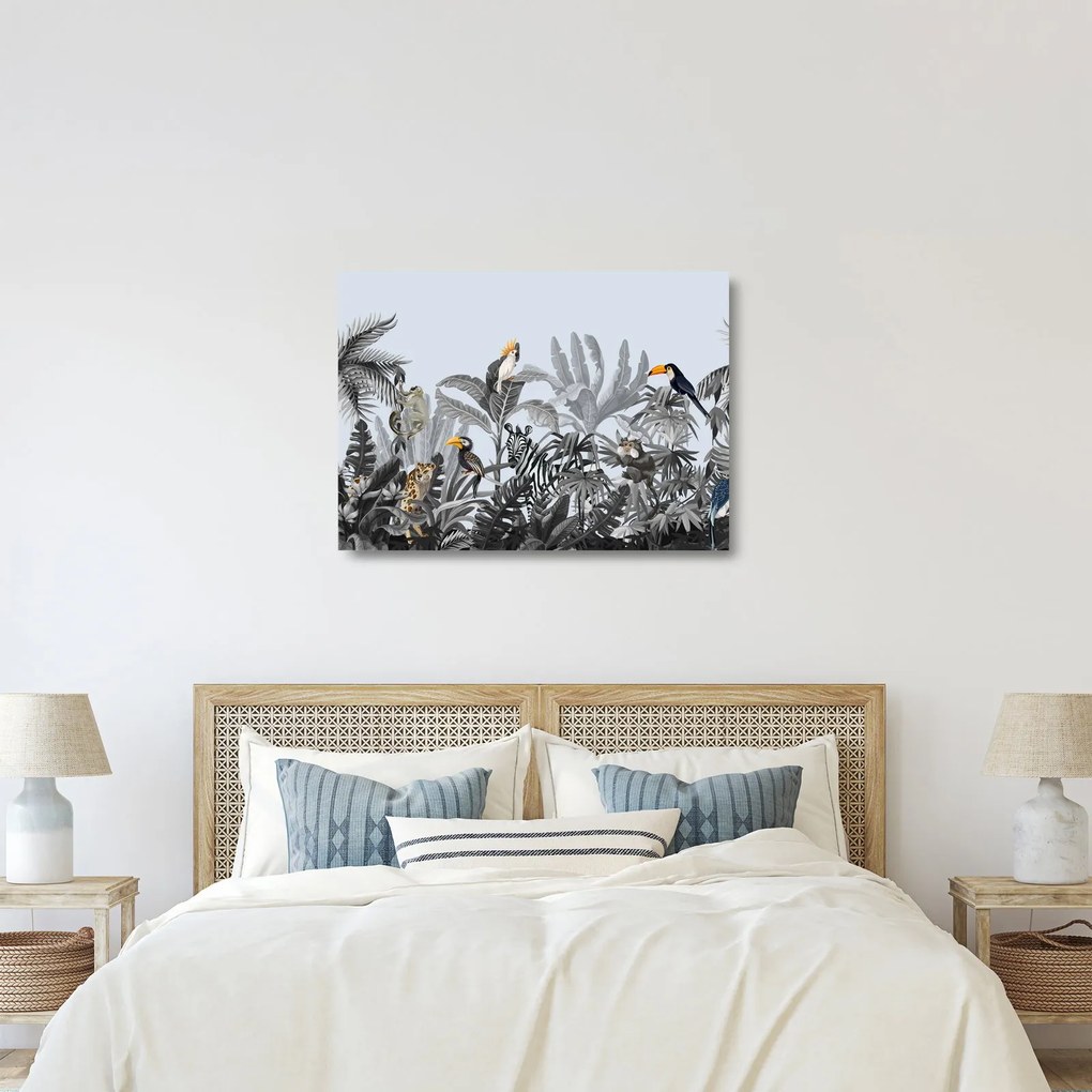 Üveg kép - Illusztrált dzsungel (70x50 cm)