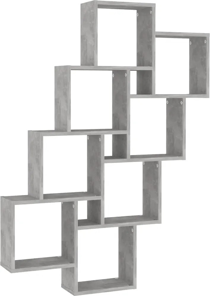 vidaXL betonszürke szerelt fa négyszögű fali polc 90 x 15 x 119 cm