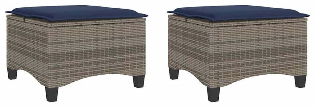 2 db szürke polirattan kerti székek párnákkal 55x55x36 cm