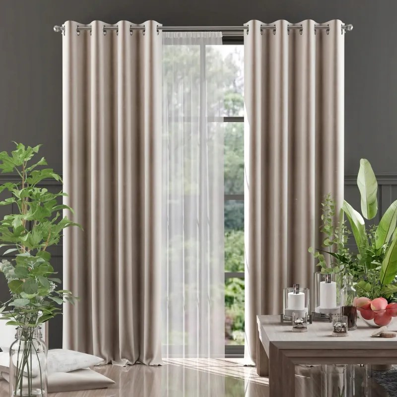 Modern velúr függöny sötét bézs 140x250cm Moradi