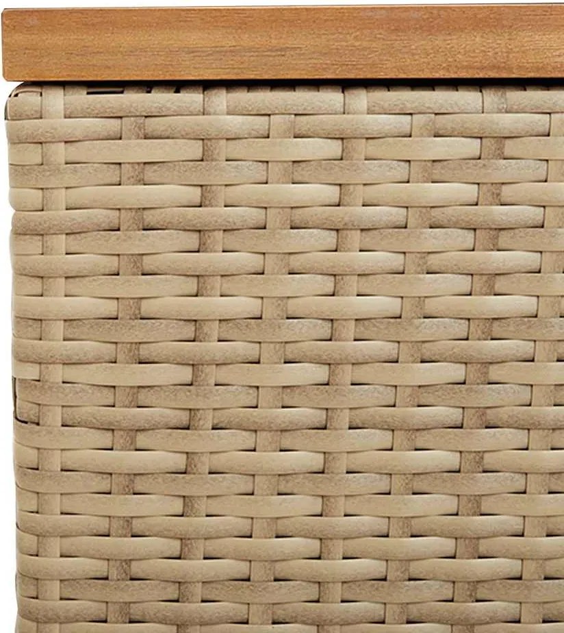 vidaXL bézs polyrattan és akácfa kerti tárolóláda 110 x 50 x 54 cm