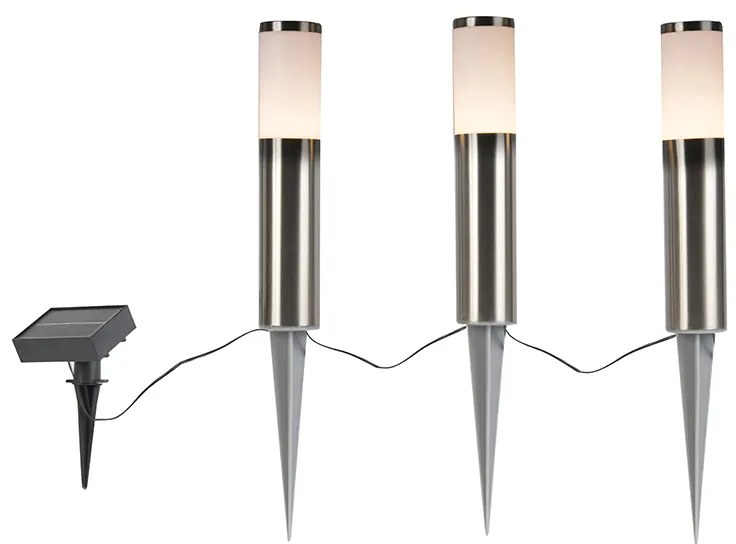 3 db acél reflektor készlet LED-del IP44 napelemes - Rox