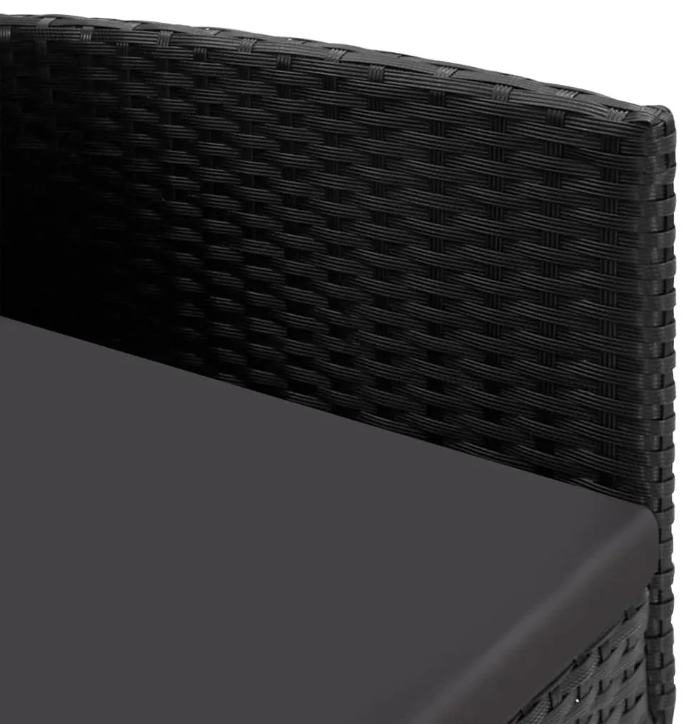 4 db fekete polyrattan kerti szék fekete párnákkal