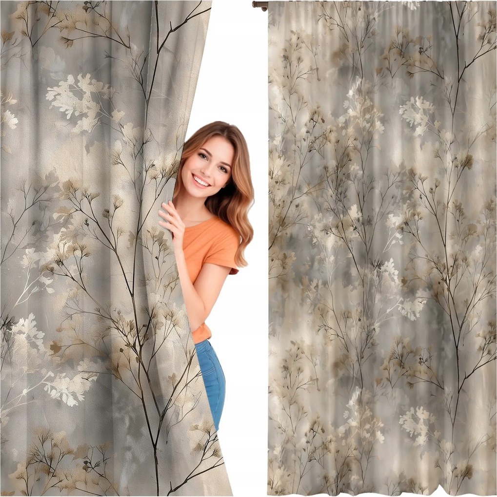 Kész Függöny Bézs Szalagos 140X250 CM Hálószoba Nappali Függöny 562