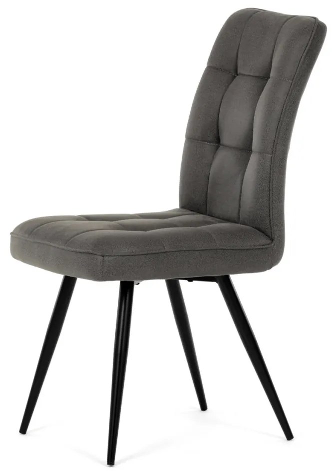 Scaun de dining cu tapițerie din material textil gri, cu aspect de piele periată