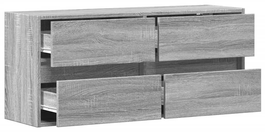 szürke sonoma színű fali TV-szekrény LED-del 100x31x45 cm