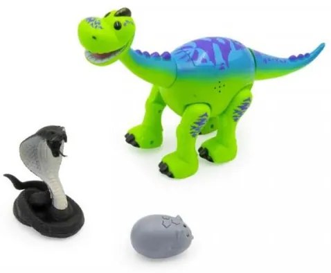 Sauropoda dinoszaurusz - önjáró dínó, világító szemekkel, kígyóval / távirányítós