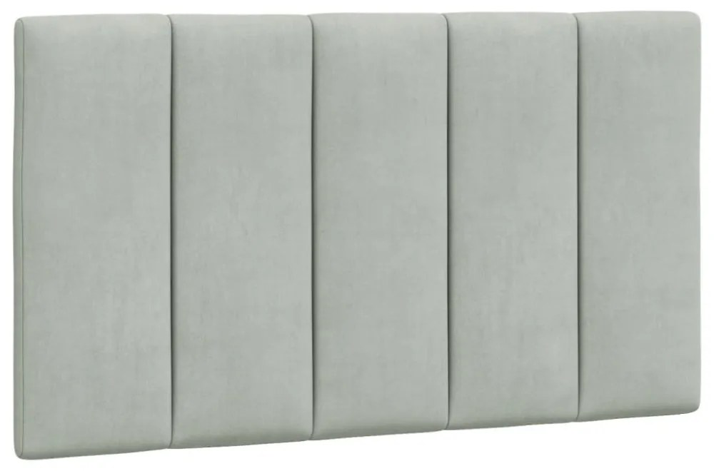 világosszürke bársony ágykeret LED-ekkel matrac nélkül Hanko 90 x 190 cm