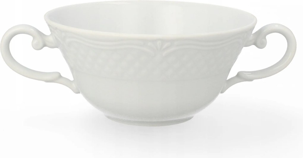 Lubiana Arianna Fehér Porcelán Levesestál Fülekkel, Pacalleves Tál, 300ml 1 db