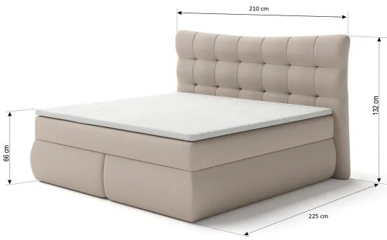 Boxspring ágy SOFIA 180x200 cm bézs matraccal és topperrel
