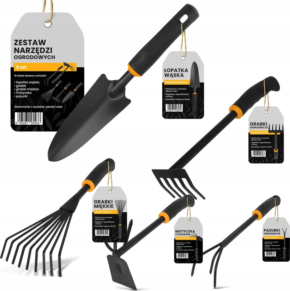 5x Kerti szerszám készlet Kerti Lapát Kis Gereblye Kerti Kapa Karmok