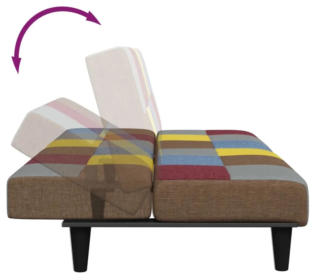 vidaXL 2 személyes szövet kanapéágy lábtartóval patchwork