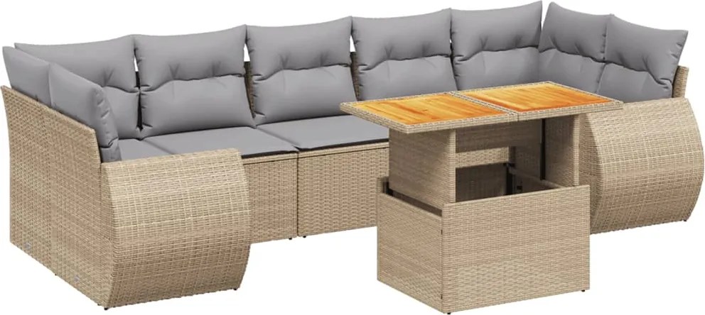 vidaXL 8 részes bézs polyrattan kerti ülőgarnitúra párnával