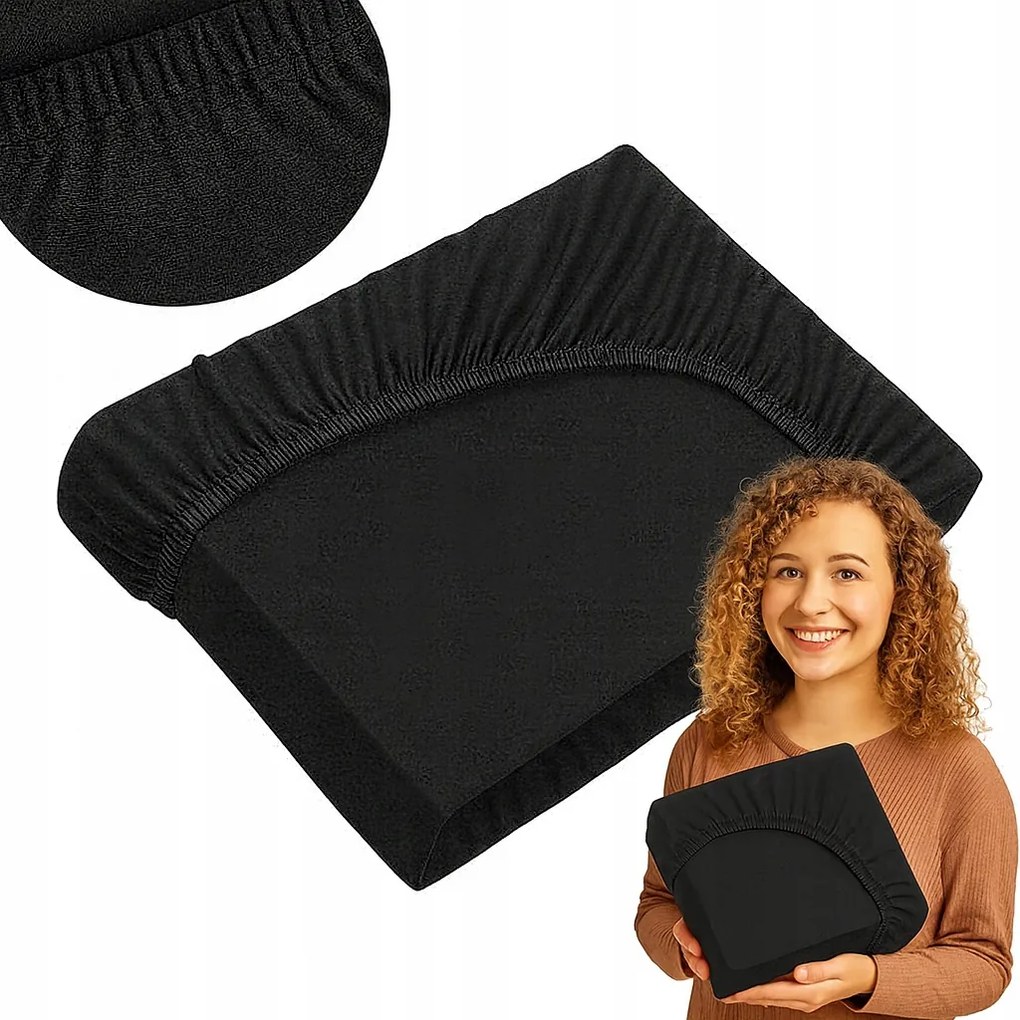 Gumis lepedő 160x200 cm jersey matrachoz pamut fekete lengyel