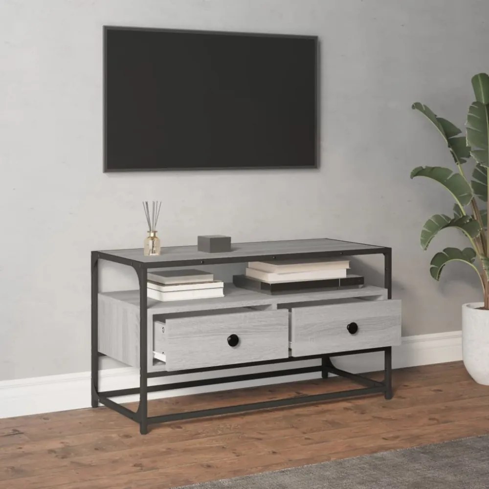 szürke sonoma színű szerelt fa TV-szekrény 80x35x45 cm