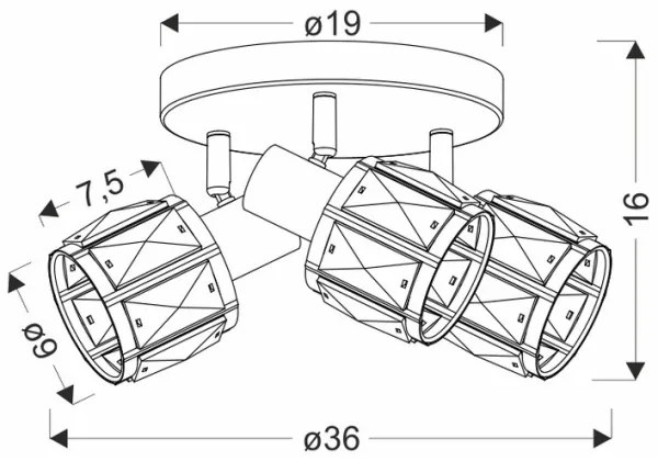 Spotlámpa DUBAI 3xE14/40W/230V átm. 36 cm fekete/arany