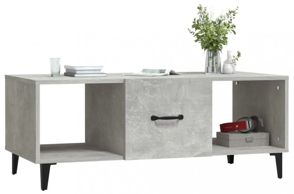 betonszürke szerelt fa dohányzóasztal 102 x 50 x 40 cm