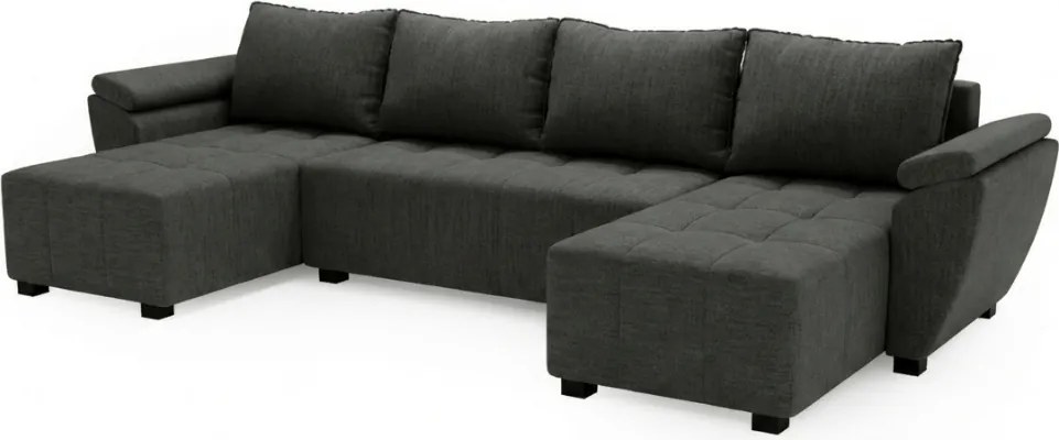 Kihúzható U alakú ülőgarnitúra LIVARO 305x140 cm, sötétszürke
