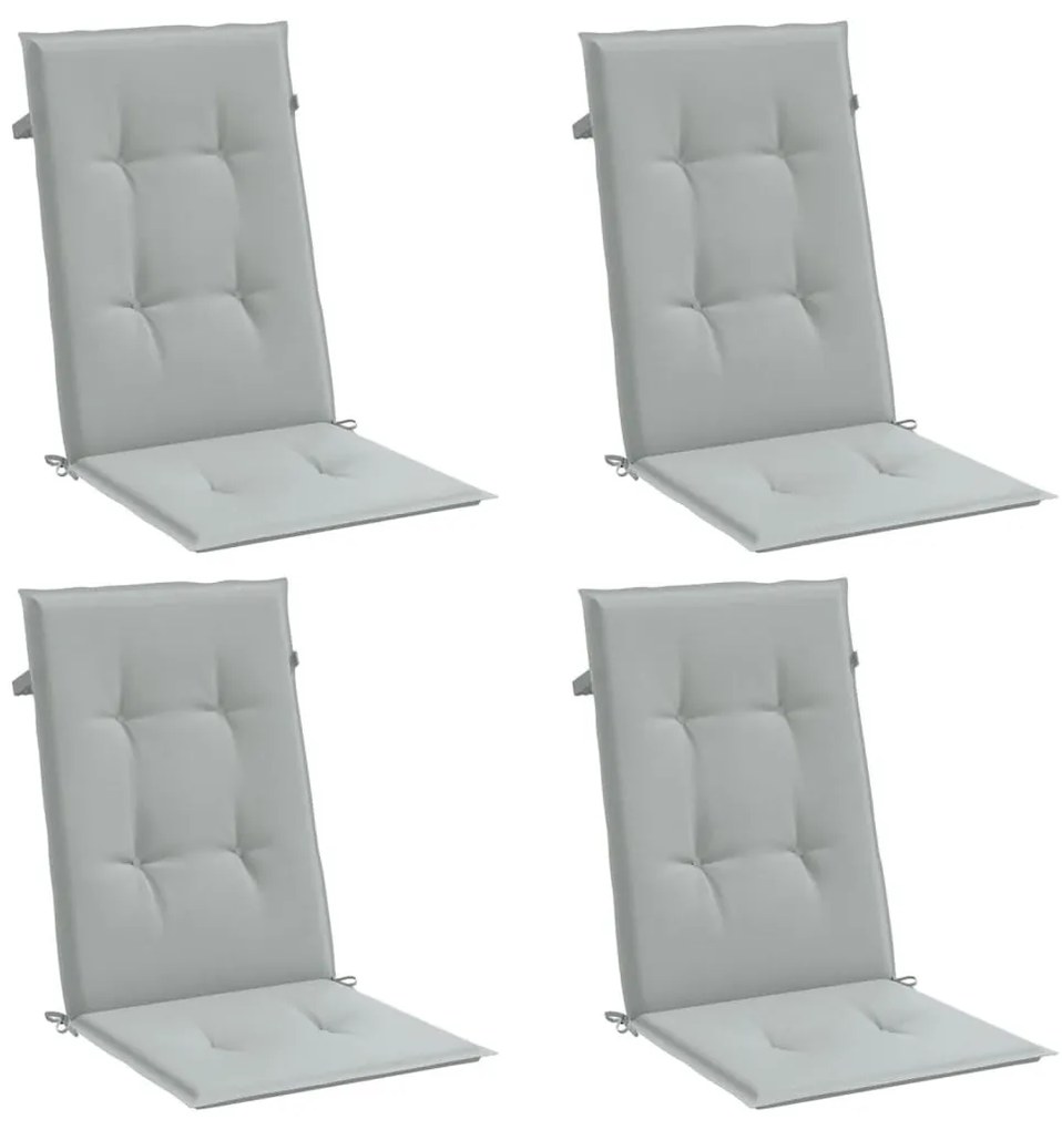 4 db világosszürke szövet magas háttámlájú székpárna 120x50x4cm