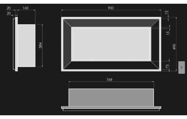 InFire - Beépített BIO kandalló 49x90 cm 3kW fekete