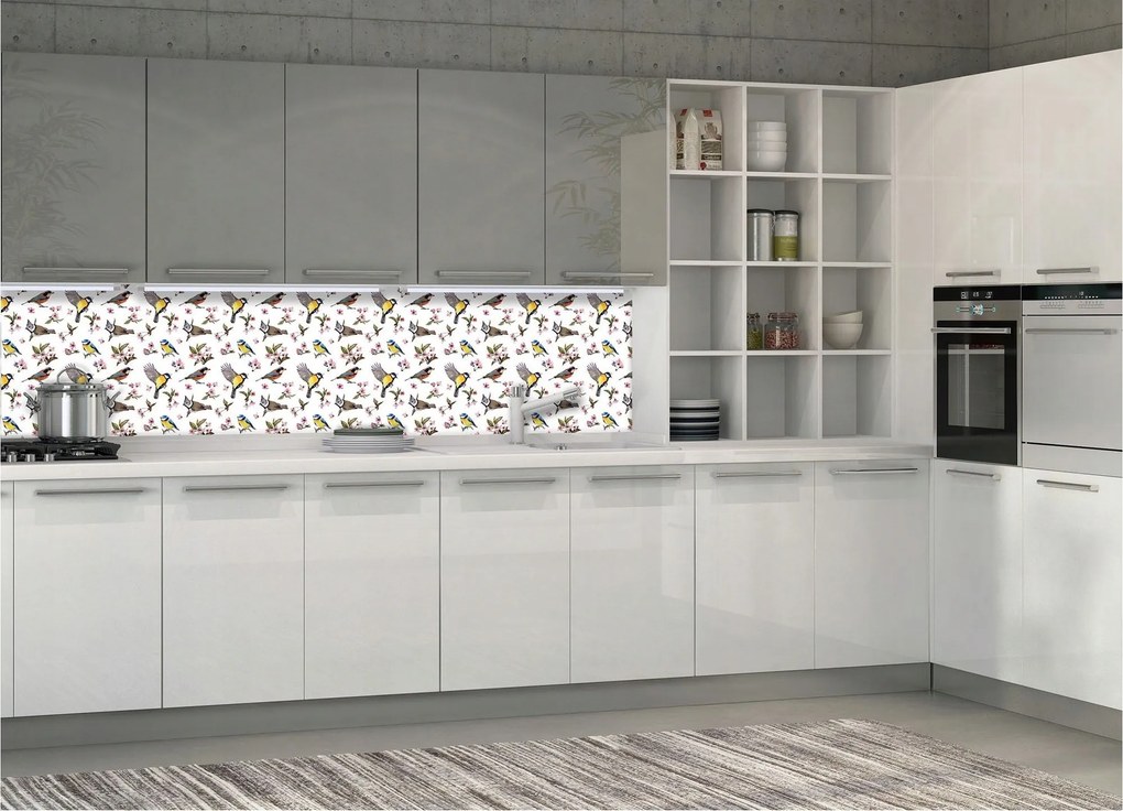 Fotótapéta flizelina Madarak Cseresznye Virágok Romantikus Tavasz 250x60 +ragasztó