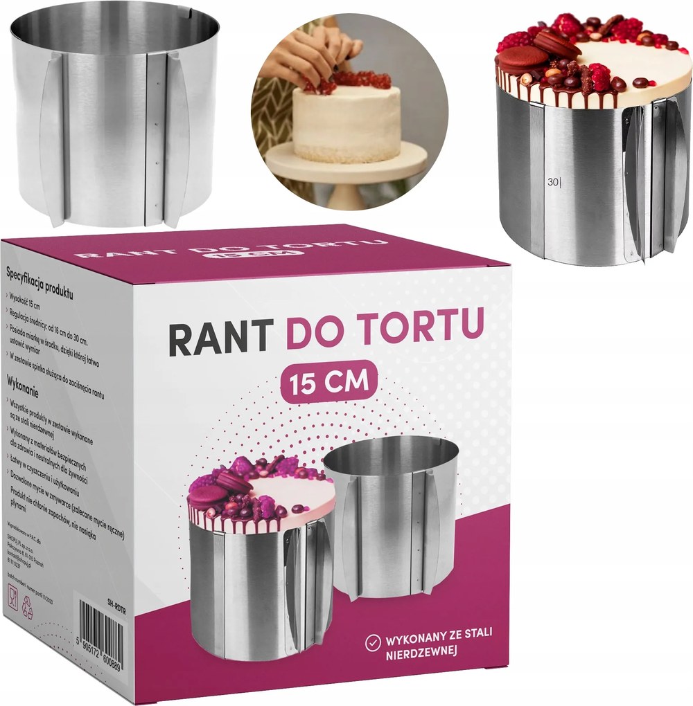 Tortadíszítő Kerek Tortadíszítő 16 Cm-től 30 Cm-ig Állítható Karika