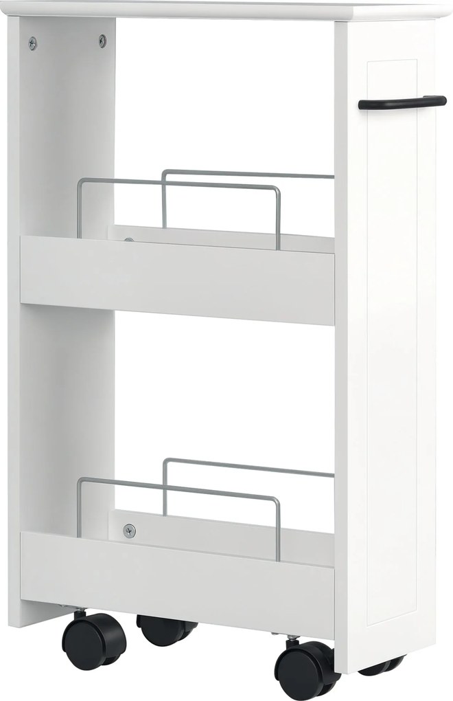 kleankin Helytakarékos Konyhai Kocsi, Dizájn Fürdőszobai Kocsi, Többfunkciós, Helytakarékos, MDF Fa Polc, Forgó Kerekek és Fogantyú, 42.5x20.3x66.7cm,