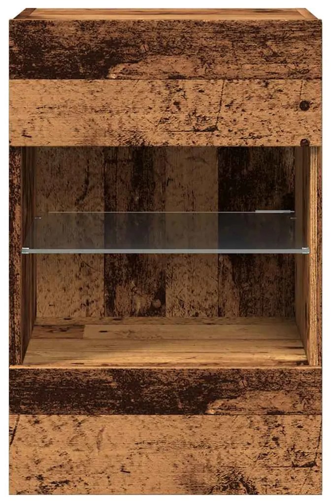 2 db antik fa fali TV-szekrény LED-világítással 40x30x60,5 cm