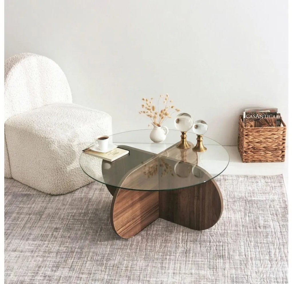 Kávésasztal BUBBLE 35x75 cm barna/átlátszó