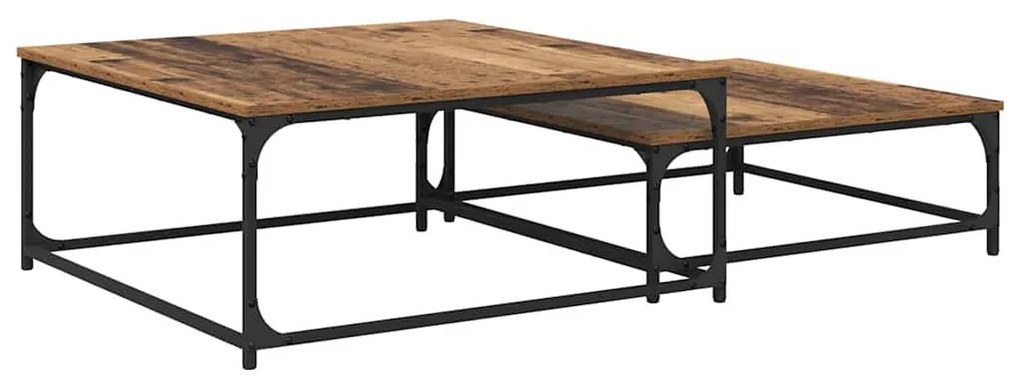 Fészkelt Kávézó Asztal 2 pcs Régi fa 80 x 8035 x cm Faanyag