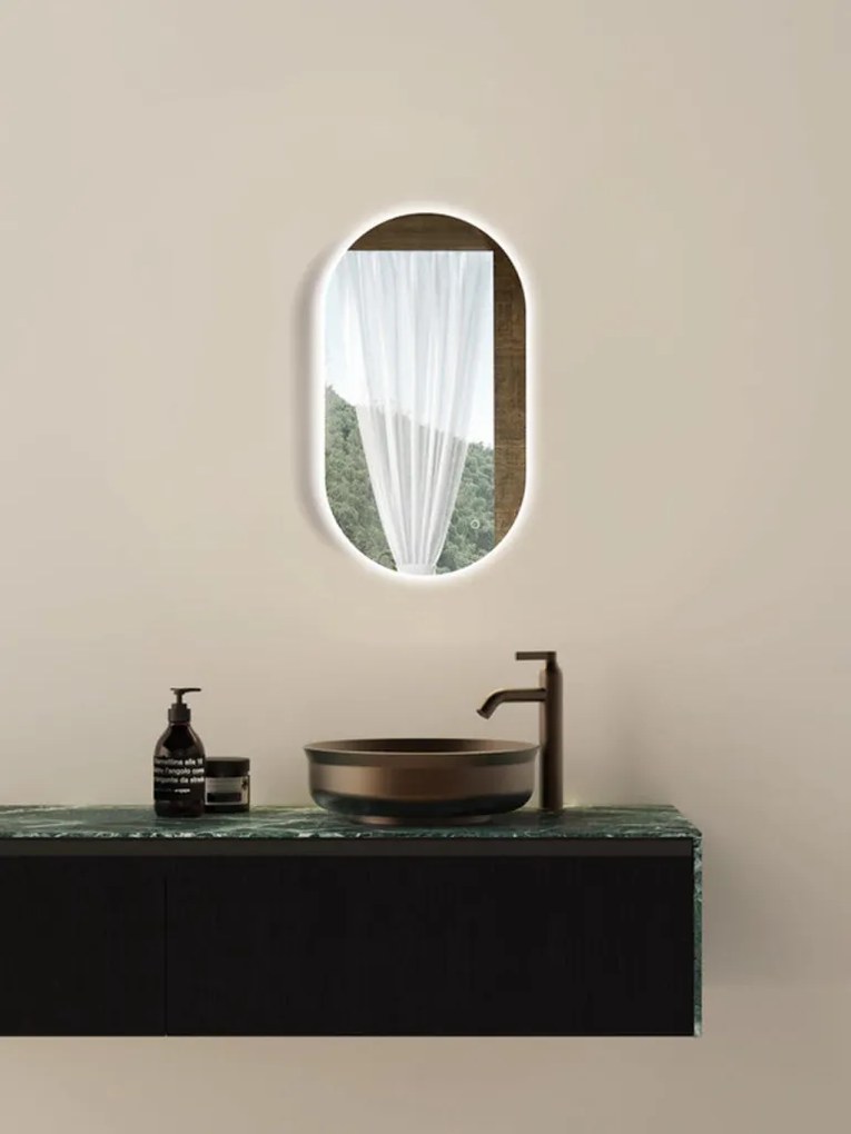Viva AURA PINO 50 fürdőszoba tükör - érintőkapcsolóval - AMBIENT LED - OVÁLIS - ÁLLÓ - 50x90 cm