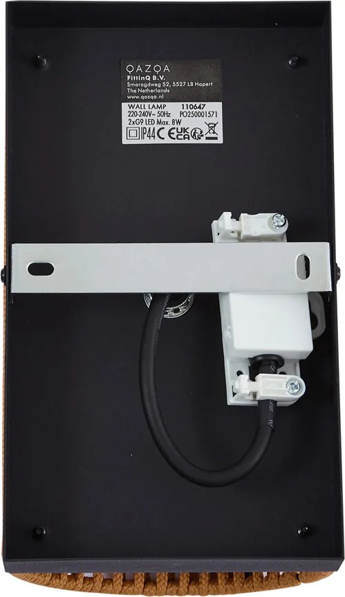 Japandi fali lámpa narancssárga, fekete és kötél IP44 - Jayla