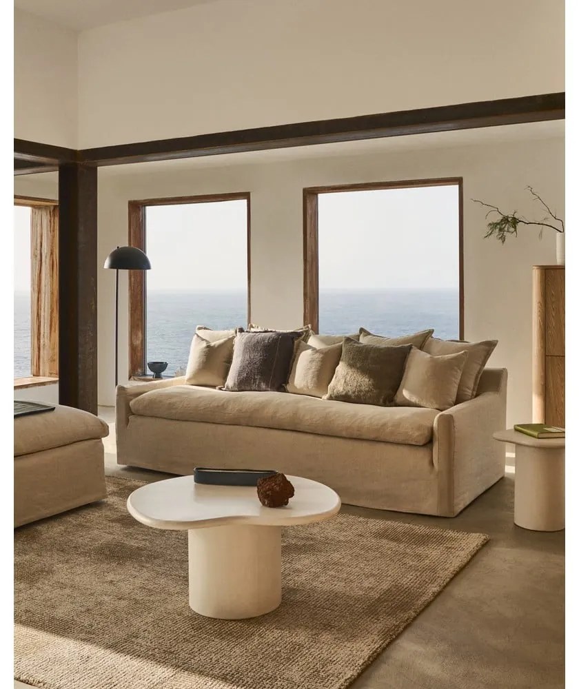 Bézs len kanapé 230 cm Zenira – Kave Home