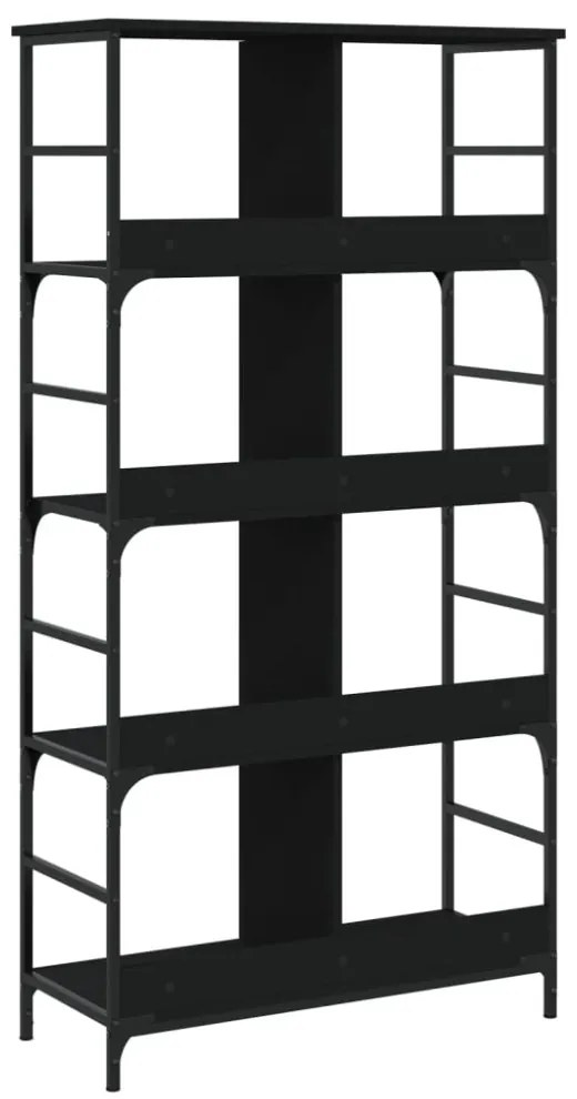 fekete szerelt fa könyvespolc 78,5 x 33 x 153 cm