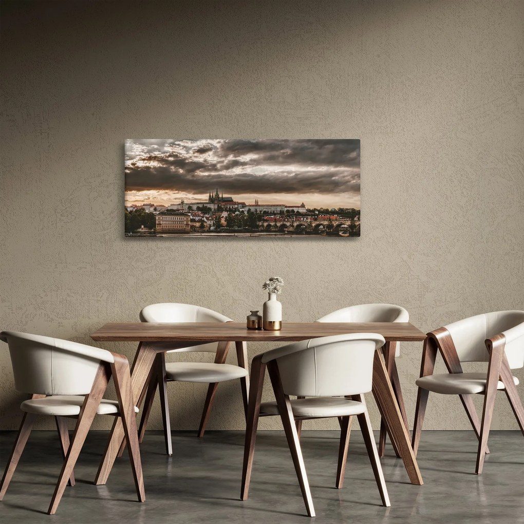 Prágai vár a félhomályban képe (120x50 cm)